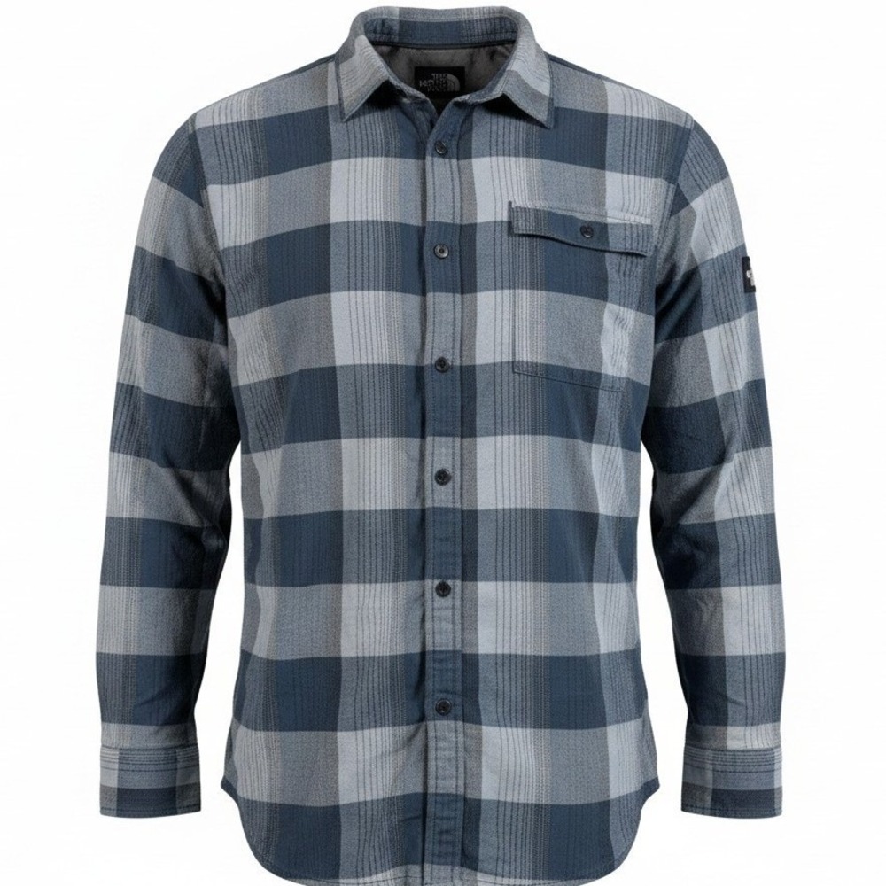 The North Face Plaid Flannel Button Up‎ Shirt Mens XXL Blue Grey NF0A3MG9